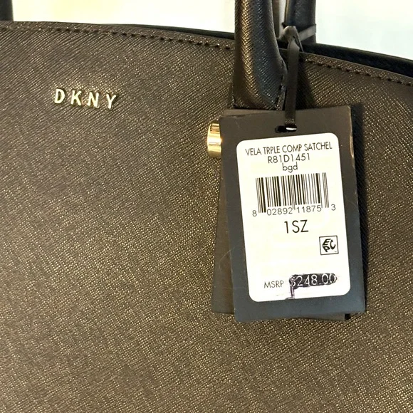 DKNY Vela Triple Compartment Black Satchel - Picture 4 of 9
